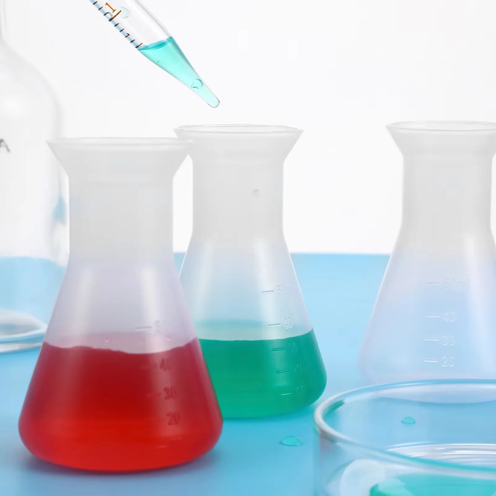 Plastic Erlenmeyer Flask 50ml 100ml 250ml 500ml 1000ml 2000ml Laboratory Chemical Erlenmey Students Kids Education Learning Tool