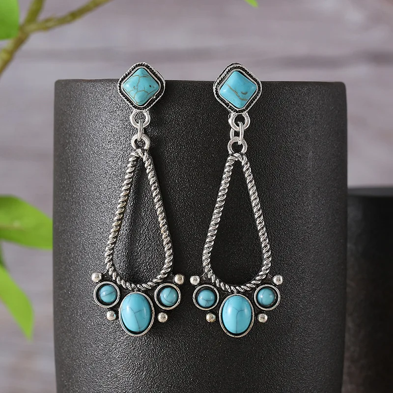 diy-accessories-european-and-american-cross-border-new-retro-and-old-turquoise-earrings-ethnic-bohemian-geometric-hollow-earrin