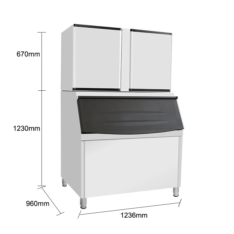 1000kg/24h Large Capacity Output Commercial Stainless Steel Square Ice Cube Machine for Professional Industrial Use Unit