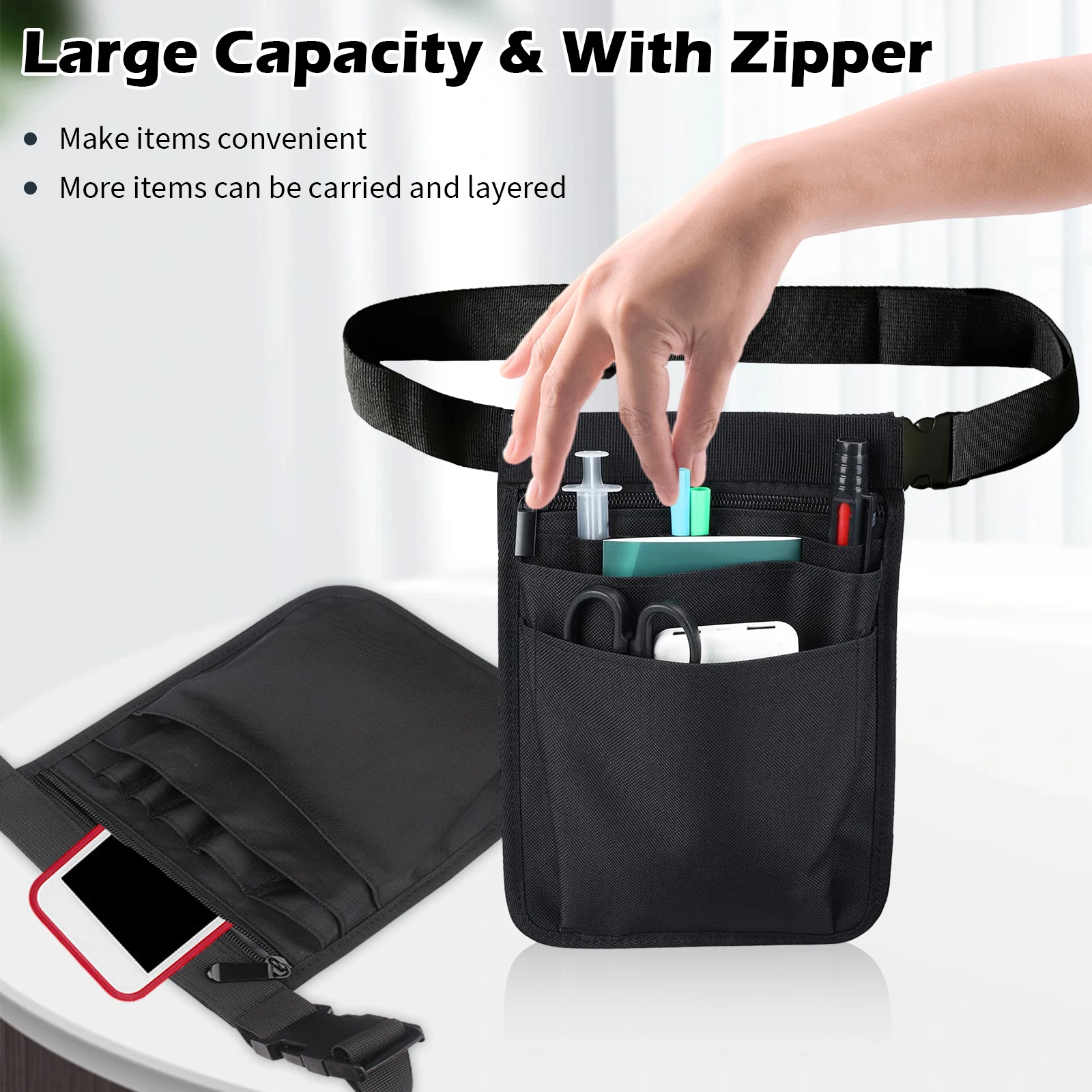 Waist Bag Nylon Multi Pockets Adjustable Buckle Belt Bags Fanny Women Pack Men Running Phone Organizer Working Sports