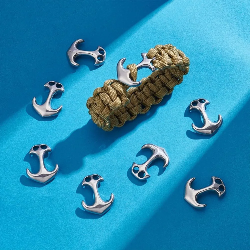 12 Stück Edelstahl-Ankerhakenverschlüsse, Kordelendeverbinder, Verschluss, Metallhakenverschluss für DIY Lederband, Armbänder, Schmuck