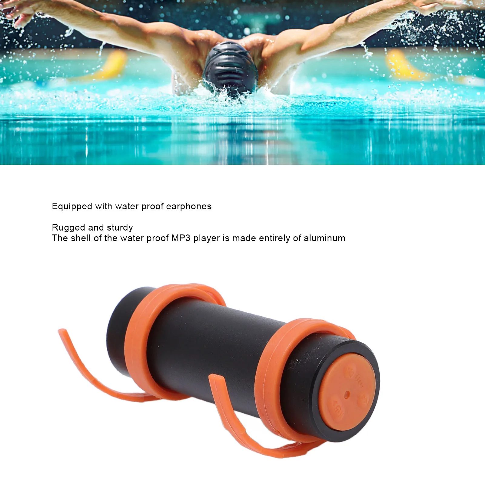 Swimming Music Player Aluminum Shell Water Proof MP3 Player Portable HIFI IPX8 Water Proof 8GB for Surfing