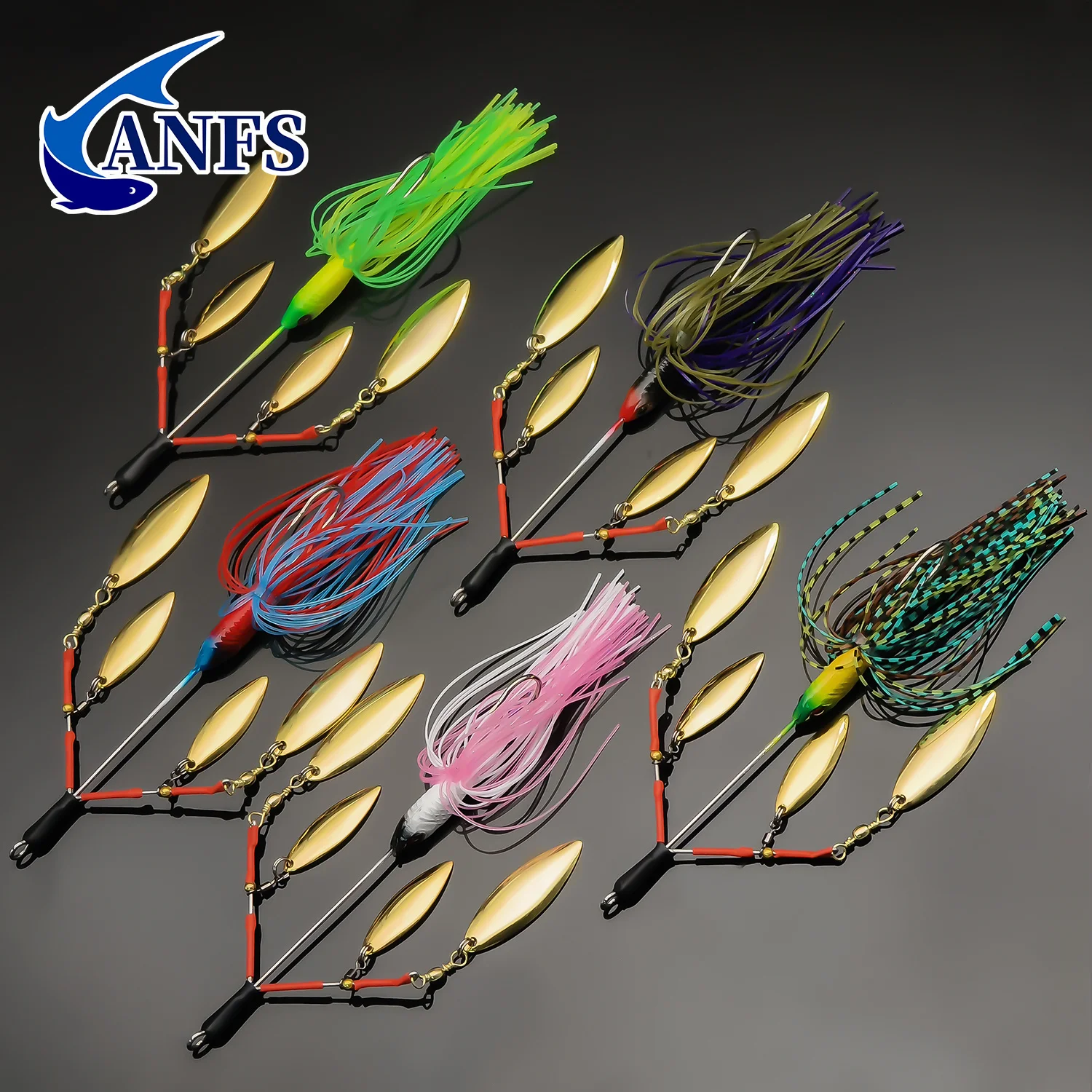 ANFS 1pc Fishing Lure Multi-Blade Spinner Bait for Bass Fishing, Trout Salmon Hard Metal Spinnerbaits