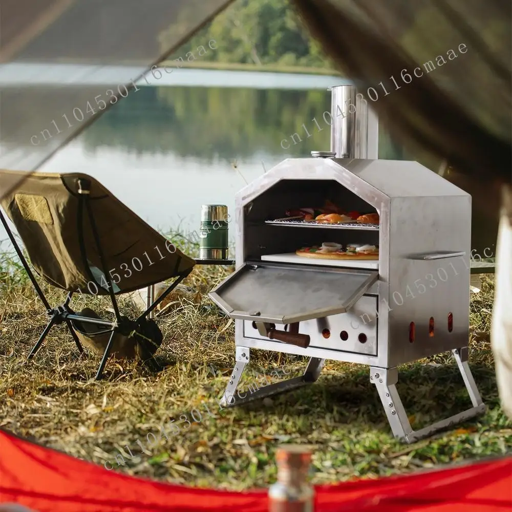 

Outdoor Pizza Oven Carbon Steel Firewood Stove 12" Pizza Grill for Camping Hiking Picnic Barbecue Roast High-capacity Pizza