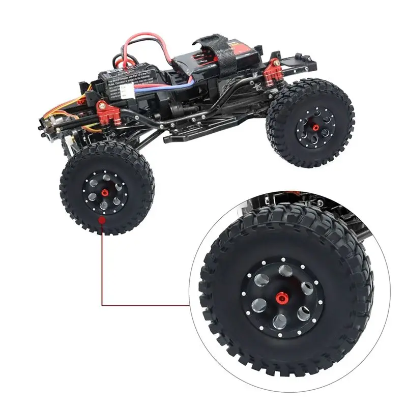 

For SCX24 AXI 90081 Metal Wheel Hub+Tire+Hexagon Adapter+Wrench +4 Anti-Slip Screw Cap,Upgrade Accessories