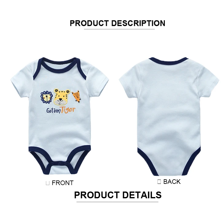 Summer Cartoon Baby Boy Bodysuits Short Sleeve Cotton Newborn Onesies Soft Infant Clothes