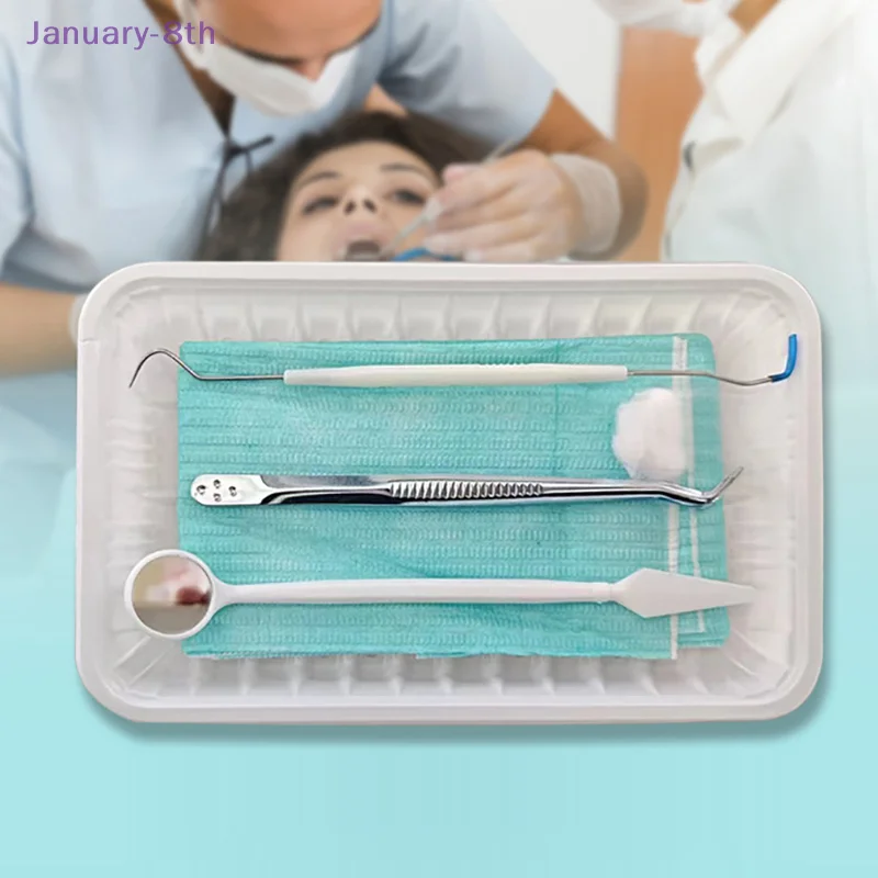 

8pcs/Pack Dental Disposable Oral Instrument Case Tray Instrument Case Oral Care Combination Dentist Examination Tools