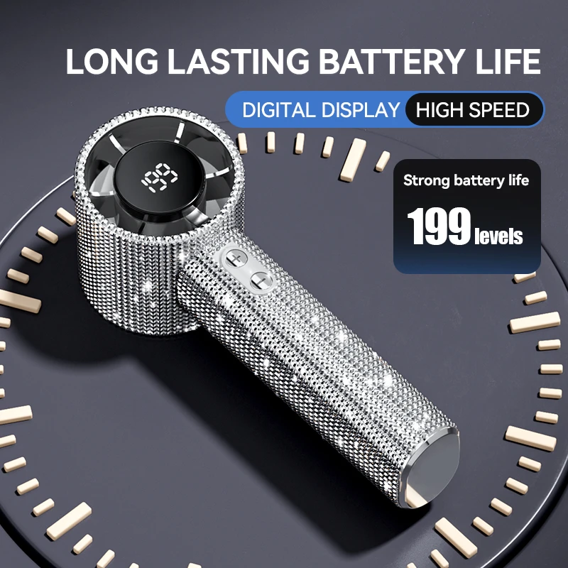 

Портативный ручной турбовентилятор, 3-ступенчатый ветровой перезаряжаемый ручной вентилятор с длительным сроком службы батареи и цифровым дисплеем для уличного женского подарка