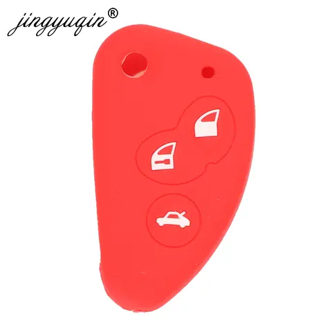 jingyuqin 2/3 Buttons Silicone Rubber Car Key Cover For Alfa Romeo 147 166 156 JTD TS GT Flip Folding Key Case Protection top 8 alfa romeo 147 jtd - №1