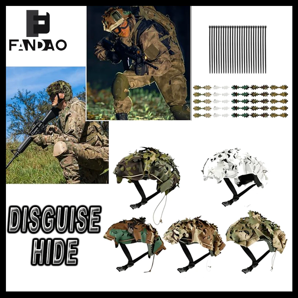 

Tactical Camo Leaves Helmet Cover Airsoft 3D Laser Cutting Fast Breathable Mesh for CS Hunting Paintball Shooting Cosplay Gear