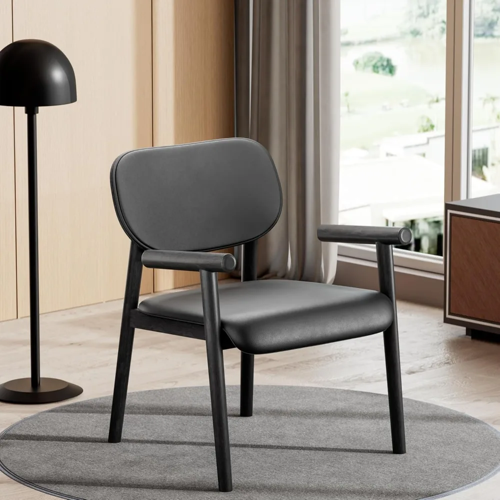 

solid wood mid-century modern dining chair with solid wood legs and pu leather chair for living room, dining room, bedroom and o