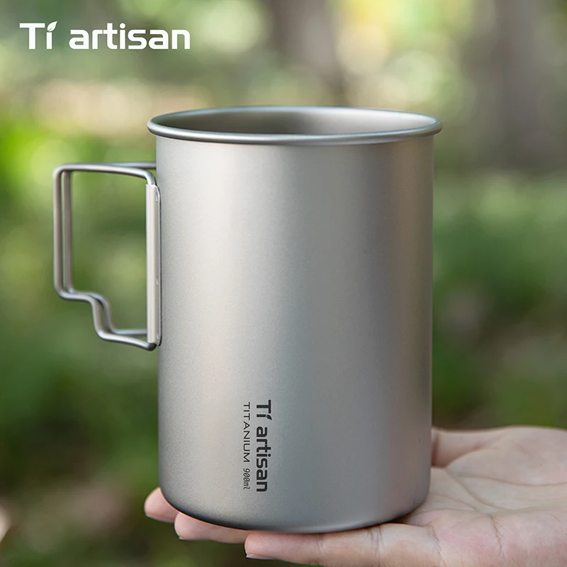 Tiartisan Titan-Campingtopf 900ML Großvolumiger Wasser- und Kaffeebecher mit Deckel Outdoor-Küchen-Kochgeschirr
