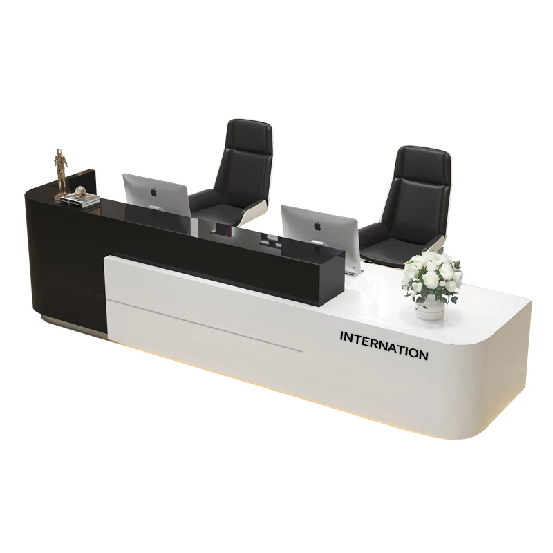 Mostrador de recepción de lujo Simple y moderno, oficina, salón de belleza, Hotel, gimnasio, escuela, recepción de empresa, servicio, Material de madera