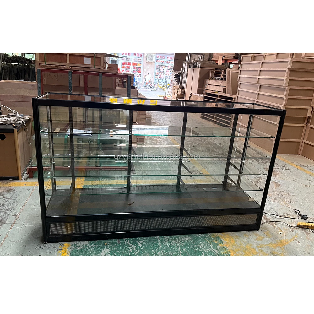 ตู้โชว์กระจกสำหรับร้านขายบุหรี่ไฟฟ้าแบบสั่งทำพิเศษ OEM ขนาด 6 ฟุต พร้อมไฟ LED ในตัว รองรับการตั้งค่าผ่านแอป