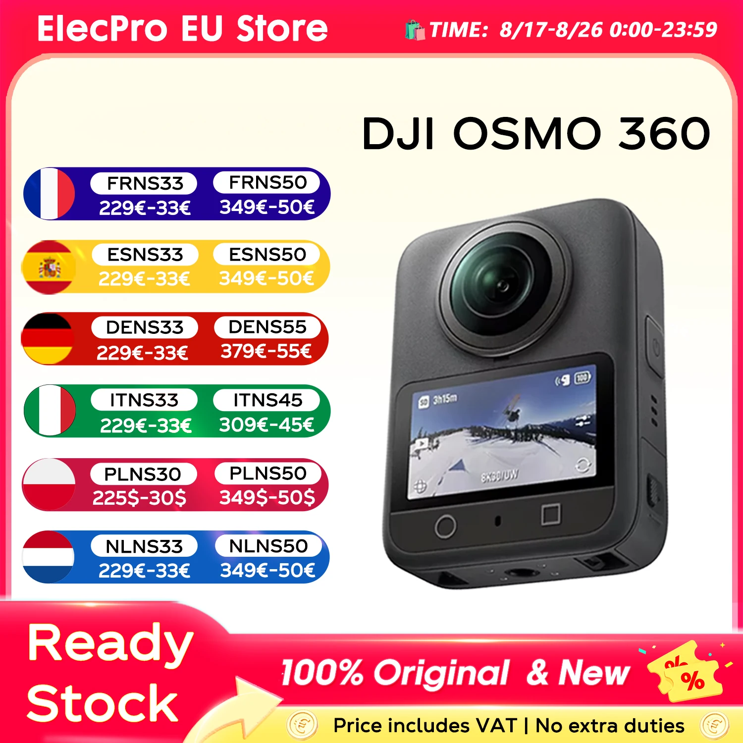 【LOCAL+】DJI Osmo 360 Standard Bundle 360-Grad-Kamera mit 1 Zoll 360-Grad-Objektiv °   360-Grad-Bildgebung °   Video in 8K Native 360 °   Foto mit 120MP Osmo 360