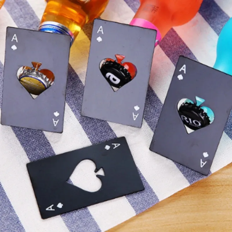 Stainless Steel Spades A Winemaker Bottle Opener Playing Cards Bottle Opener Credit Card Dining Gadgets Beer Bottle Opener