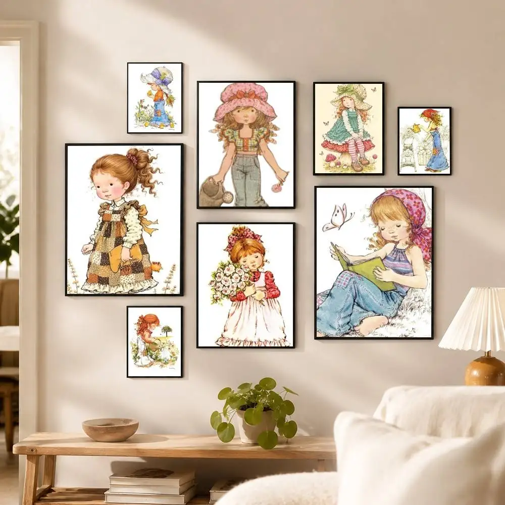 S-Sarah Kay Cute girl  Poster Waterproof Wall Art Sticker For Bar Living Room Vintage Decor High Quality Print Gift