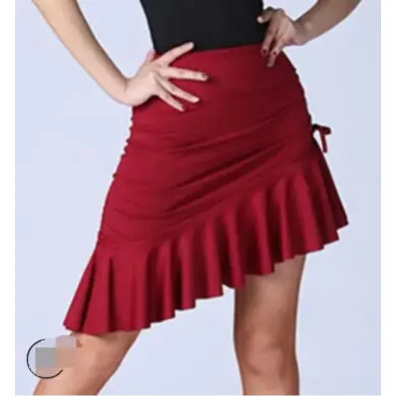 1pcs/lot latin dance skirt women costume Lady Latin Dance Skirt Samba Tango irregular solid dancing skirt print latin skirt OA27