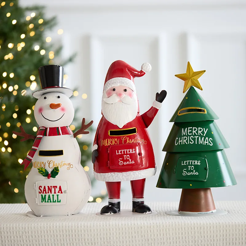 

Iron Christmas Tree Mailbox Sled Train Santa Snowman Car LED Decor