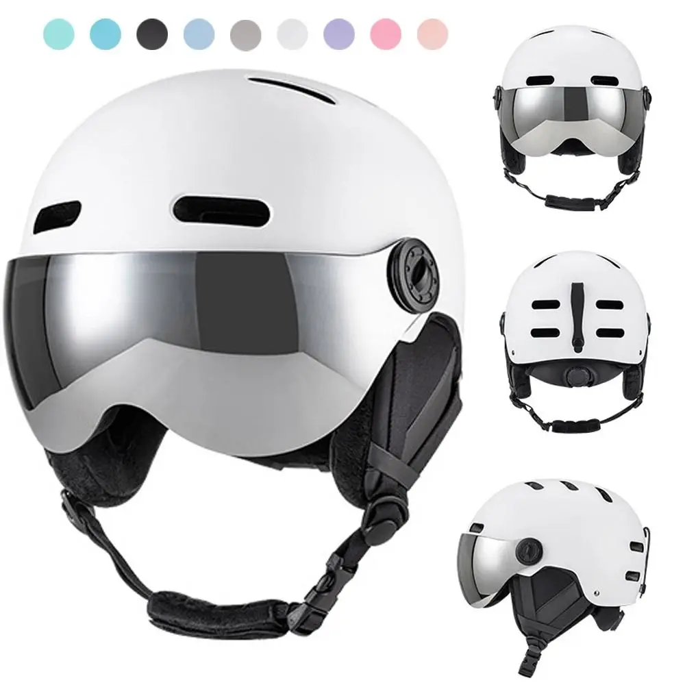 New Windproof Ski Helmet with Goggles EPS Foam Anti-fall Snowboard Helmet ABS Shockproof Skiing Helmet Winter