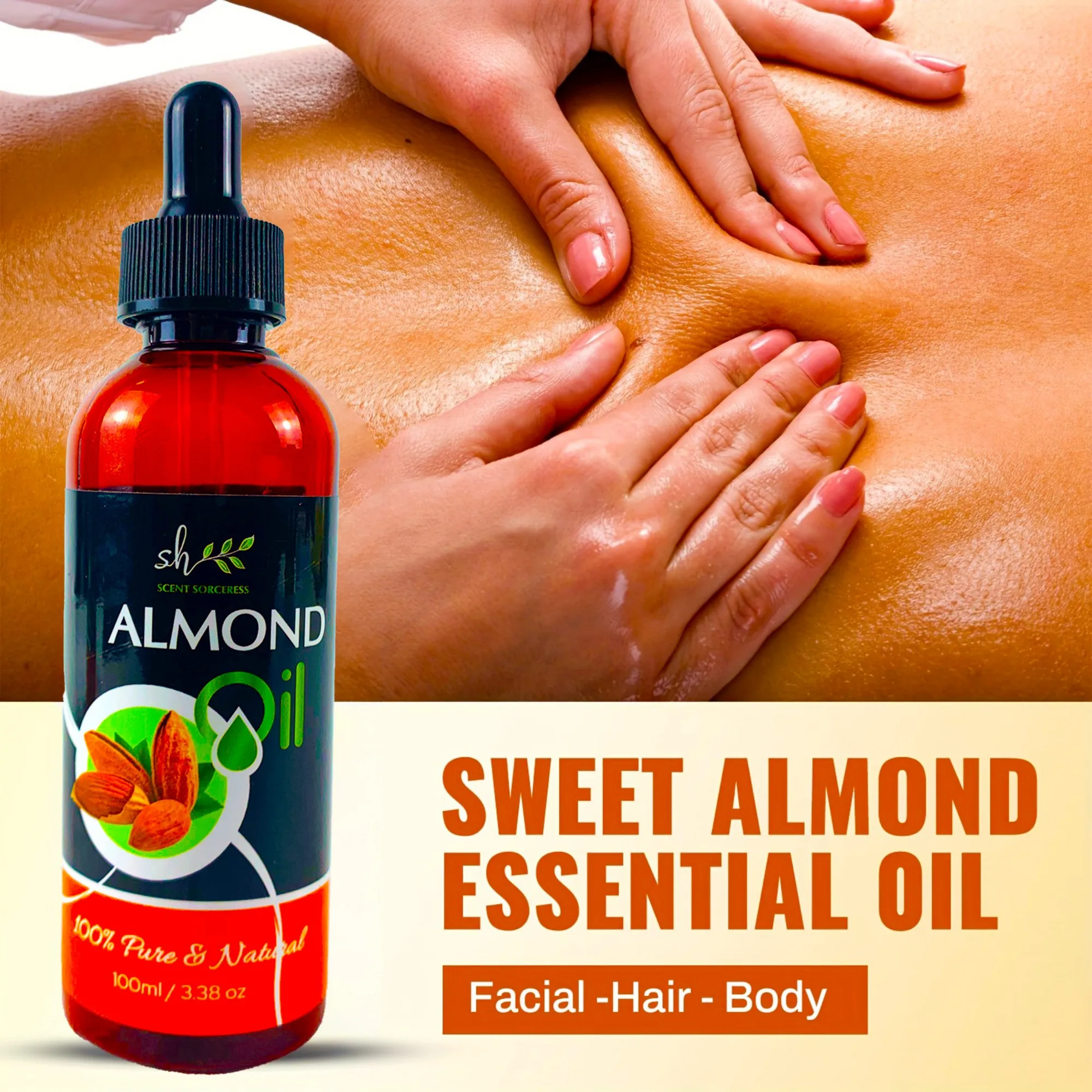 100ml Czysty Naturalny Olejek Migdałowy do Masażu Spa Olejki Eteryczne Migdałowe Aromaterapia Intensywna Regeneracja Odżywianie Rozjaśnianie Skóry Relaksacja