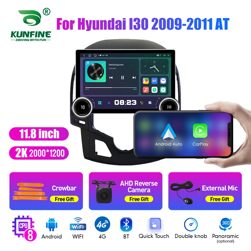 

11.8 Inch 2K Double Knobs 2 Din Car Radio For Honda I30 2009-2011 Car Radio DVD Multimedia Video Player Android Auto Carplay