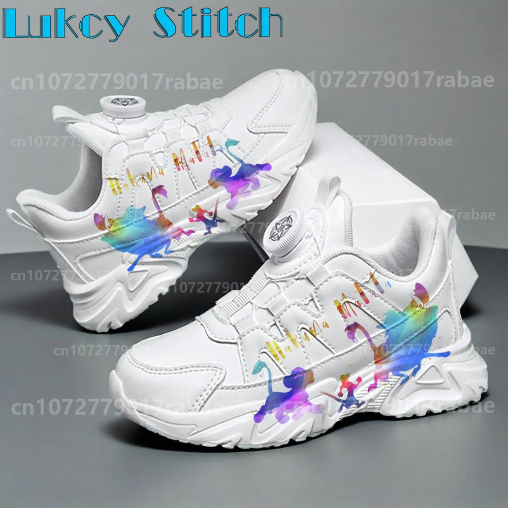 

New Hot Selling Lion King Children shoes Waterproof versatile breathable pu leather boys girls white casual shoes