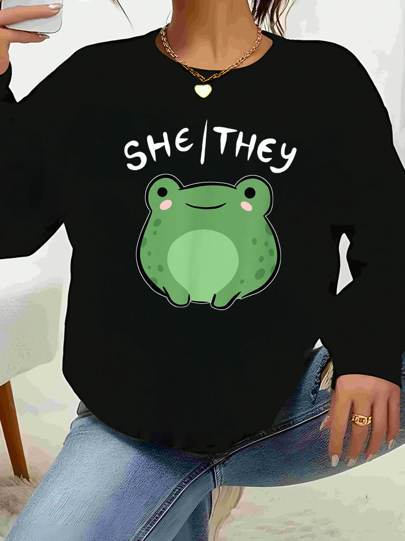 

Топ с длинными рукавами и принтом лягушки, она они, повседневная одежда, наряд унисекс