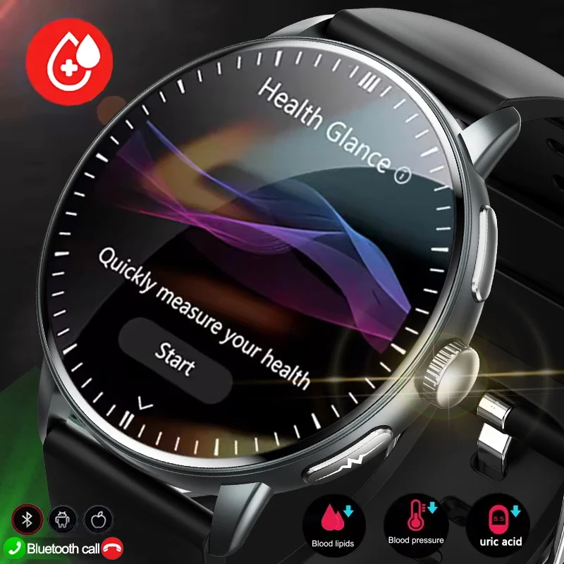 

2025 New Health Monitoring Blood Pressure Blood oxygen Uric Acid Body Analysis Smart Watch HD Call ECG+PPG Clock Smartwatche Men