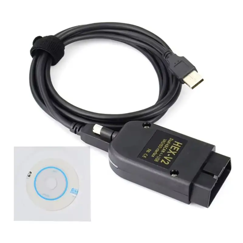 NEW HOT In Stock-HEX V2 VAGCOM FT232 V25.3 VAG Scanner Tool KKL VCDS Cable OBD2 Diagnostic Cable Multi-Language OBD2 Scanner New