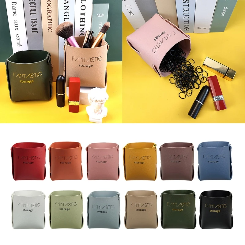 Inklapbare Lederen Opslag Bin Mand Decoratieve Bureau Organizer Voor Sieraden Make Pen Potlood Glazen Afstandsbediening