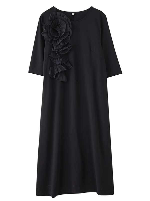 Summer 2025 Women's Faion Loose Slimming Floral Patchwork ort Sve Midi Dr Sli Commute Basic Sle Regular Thi...