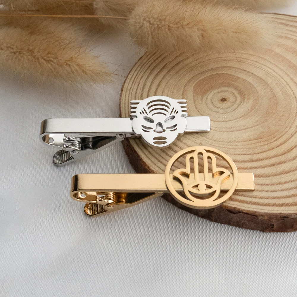 مشبك ربط منقوش من الفولاذ المقاوم للصدأ مخصص، شعار الشركة، تصميم وإنتاج الشارة، تخصيص بالجملة لأي نمط