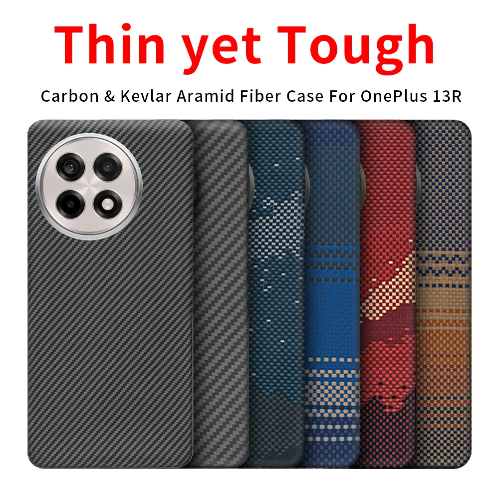 

For one plus 13r case carbon 600d kevlar aramid fiber magsafe fabric thin hard cover magnetic balck Slim light red