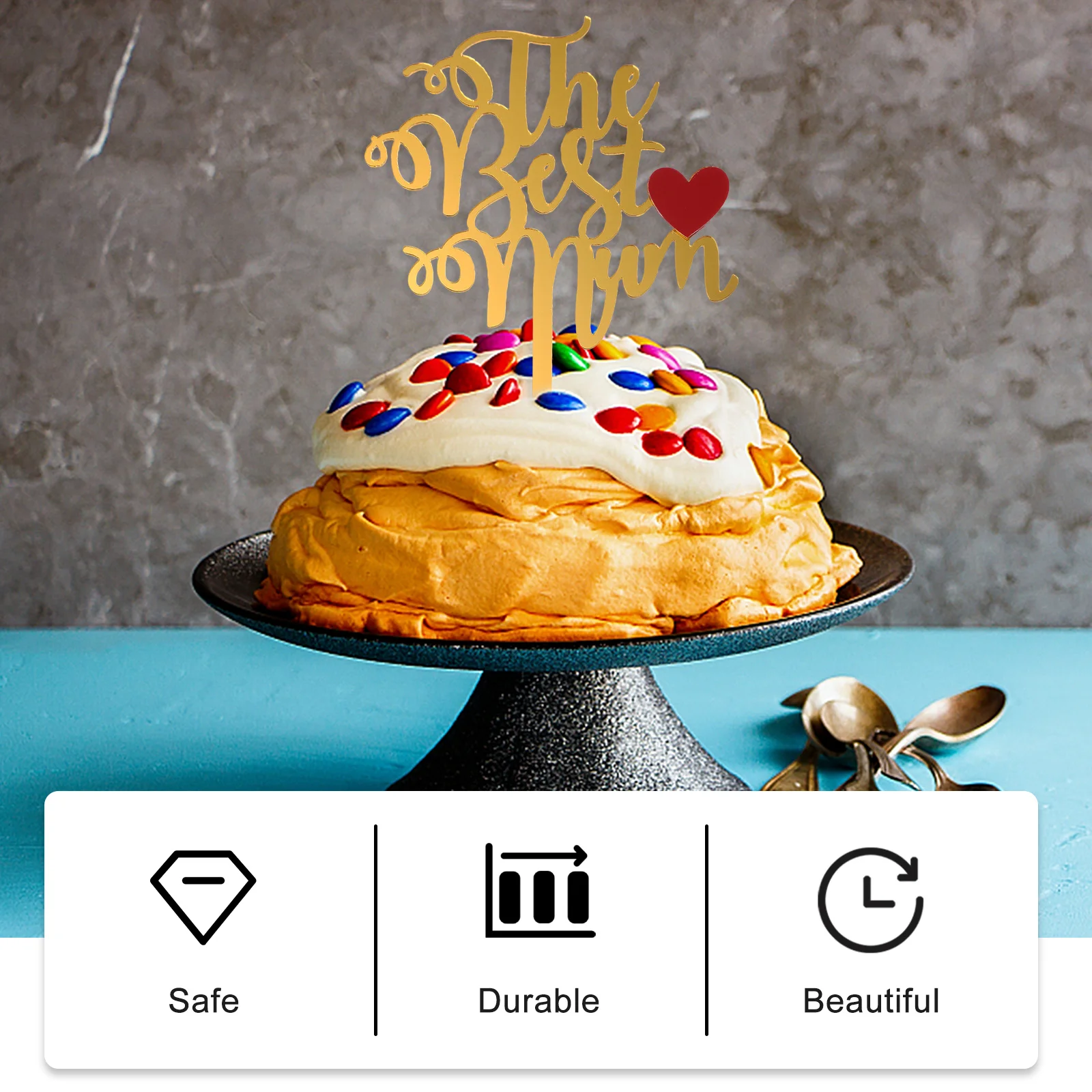 

10Pcs Cake Topper Acrylic Chic Creative Mother's Day Letter Cake Decoration Cupcake Ornament Cupcake Ornaments