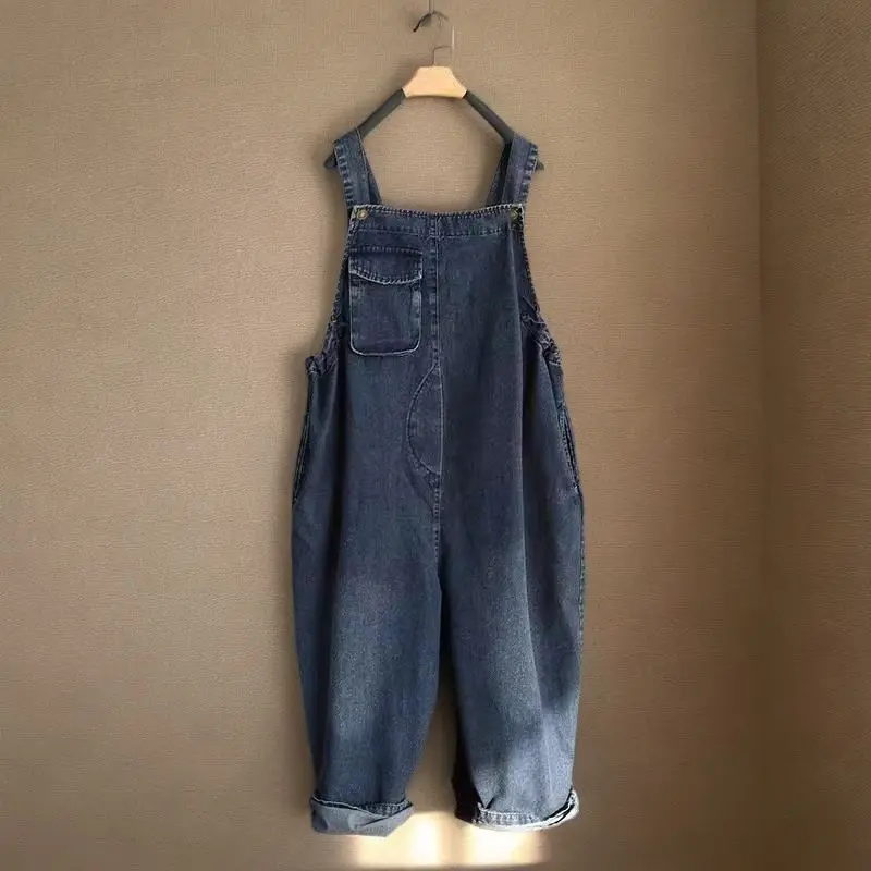 

Y2K, женские комбинезоны большого размера на подтяжках, винтажные джинсовые комбинезоны, летние свободные джинсы, комбинезон, повседневные широкие мешковатые брюки-карго