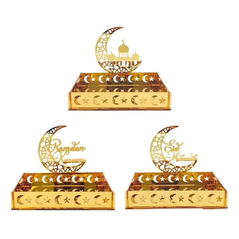 

Eid Tray Moon Temples Acrylic Holder for Islamic Eid Holiday Table Decor