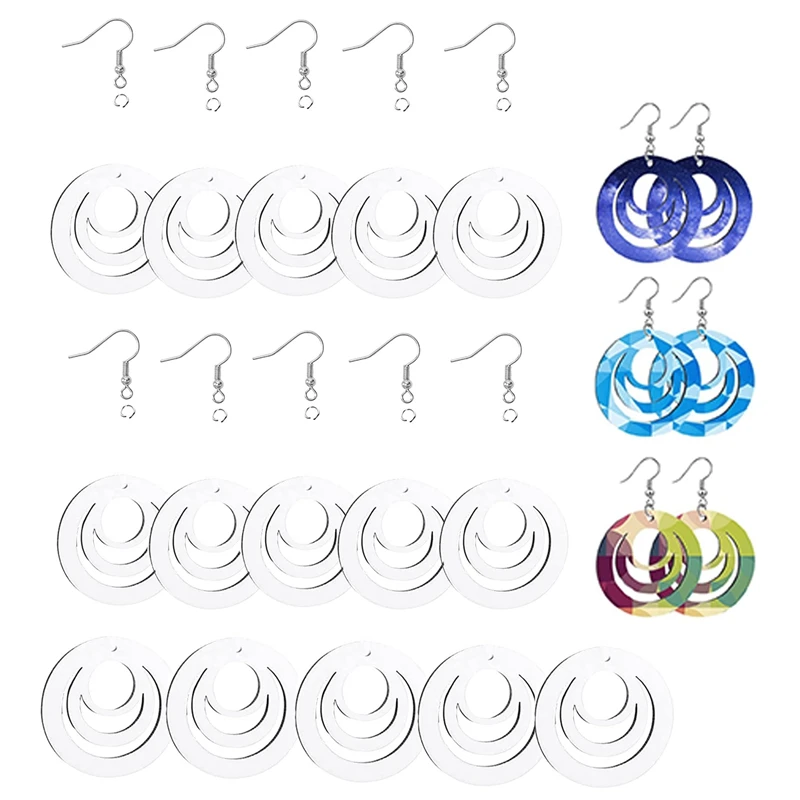 30Pcs Sublimation Blanks Earring Blank Heat Transfer Earrings With Ear Hooks Jump Rings For DIY Jewelry