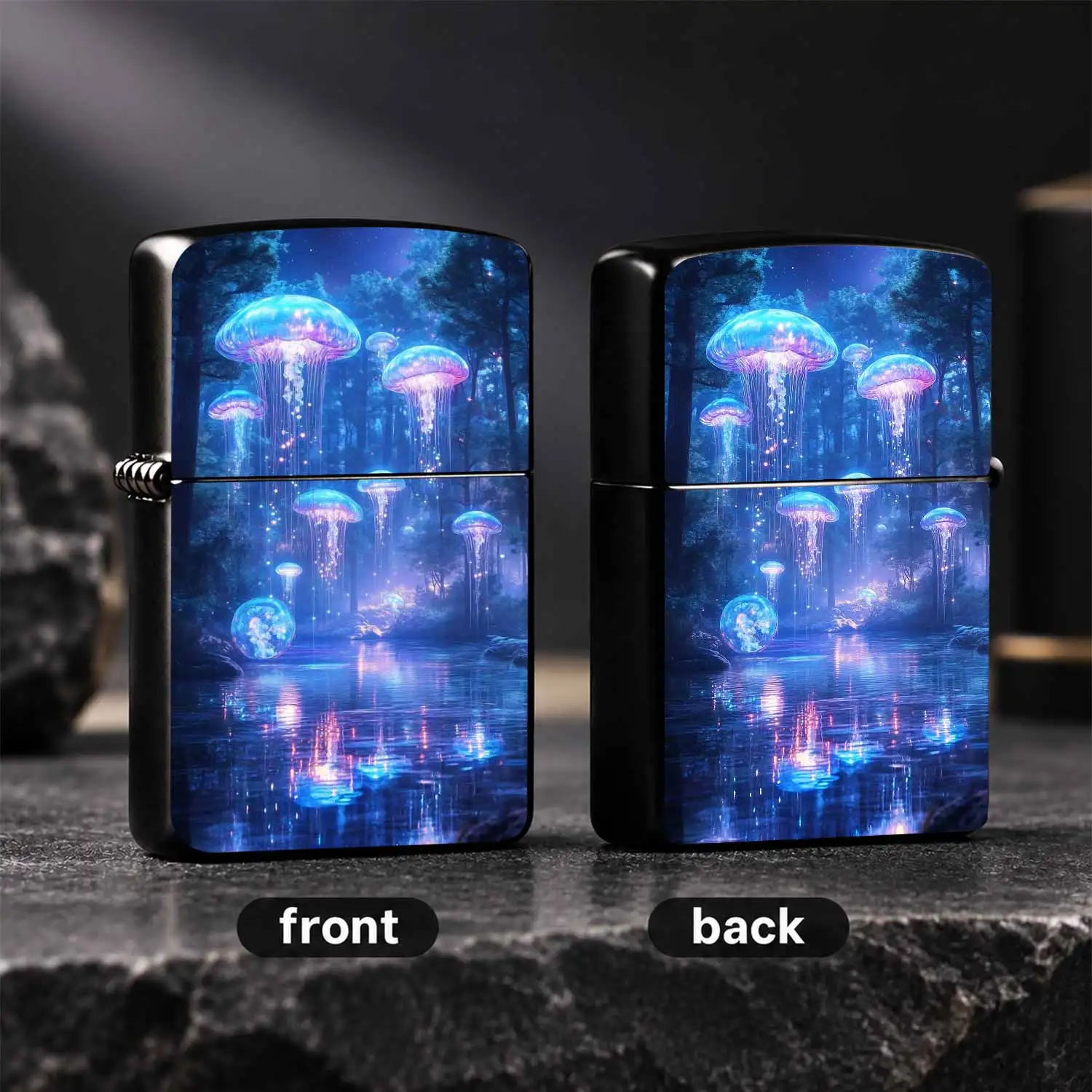 Fantasy Glowing Floating Jellyfish Forest Night Scene Lighter, Aesthetic Ethereal Dreamland Art Decor, Portable Daily Use Ignition Tool, Ideal For Outdoor Camping Home Atmosphere Creating, Exquisite Unique Creative Novelty Gift For Festival