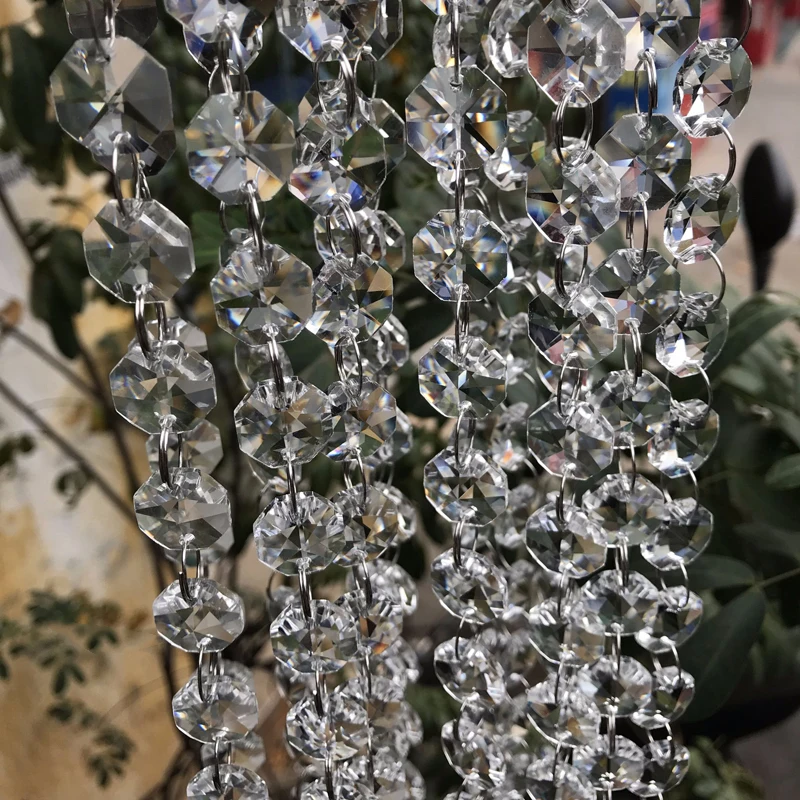 Crystal Beads Chandelier Pendants 50pcs Curtain Pendant Droplets Glass Octagon Beads Wedding Party Decor Chandelier Pendants