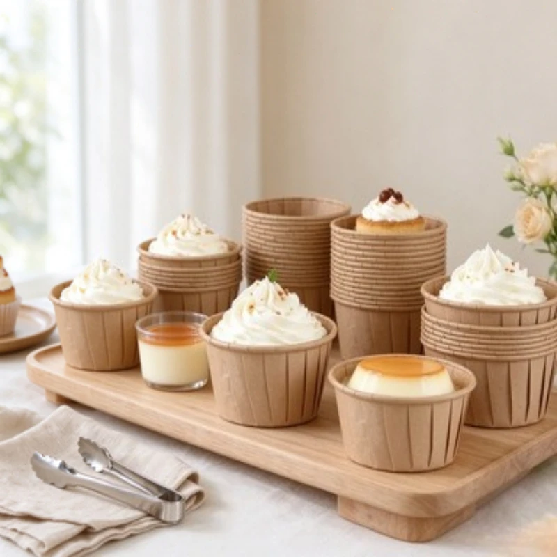 50PCS Kraft Cupcake Liners Greaseproof Oil Resistant Baking Cups Disposable Muffin Wrappers for Cupcakes Brownies Desserts