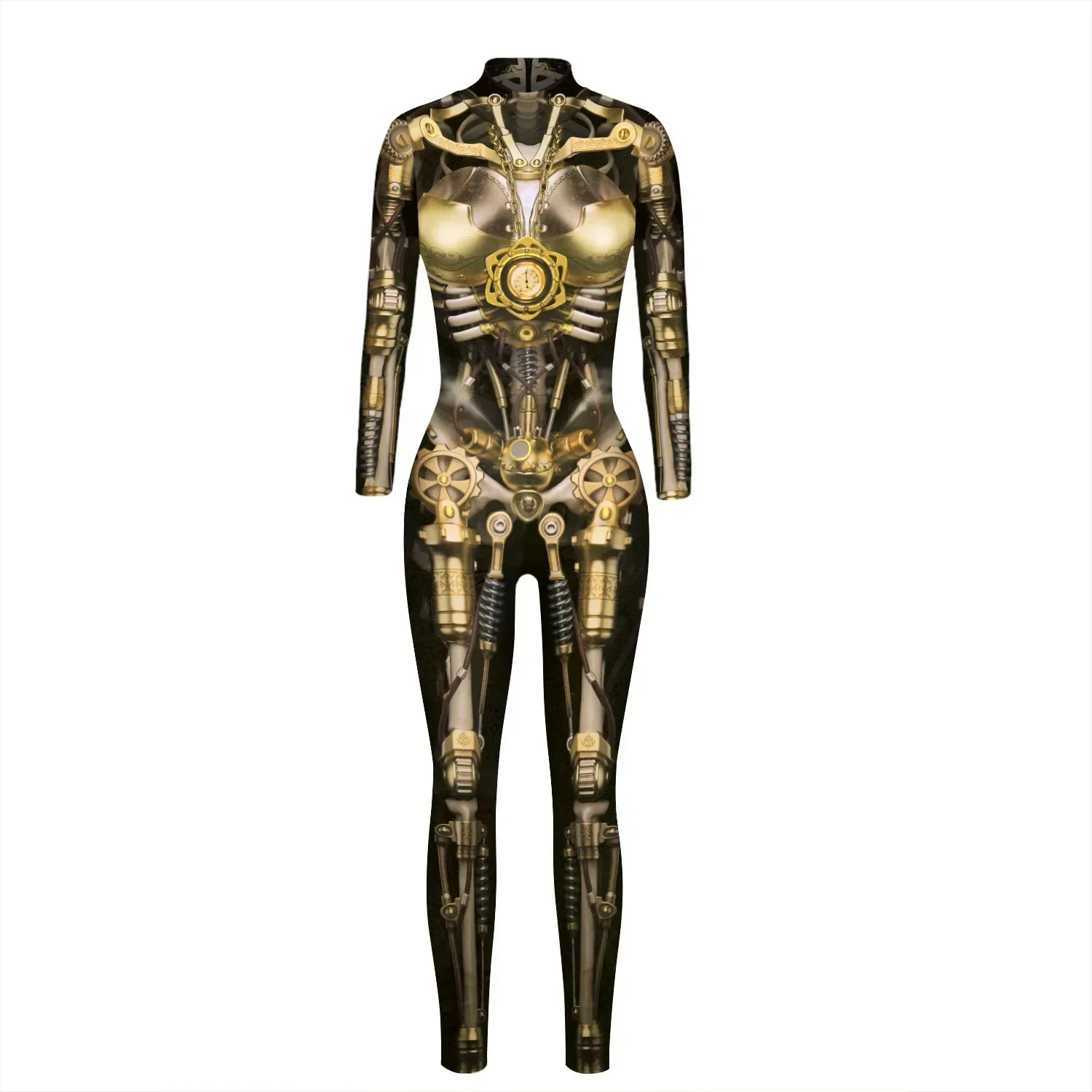 Robot Punk Jumpsuit Catsuit Sexy Women Cosplay Costumes Steampunk Zentai Halloween Bodysuit Party Suit