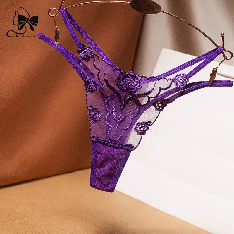 Sexy Women Panties Breathable G-String Seamless Lace Sexy Thong Ladies Cross Belt Soft Thin Hollow Transparent Female Panties