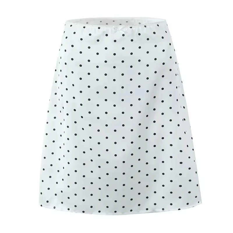Женская винтажная черно-белая юбка трапециевидной формы длиной до колена в горошек, сексуальные праздничные летние юбки с низкой талией
