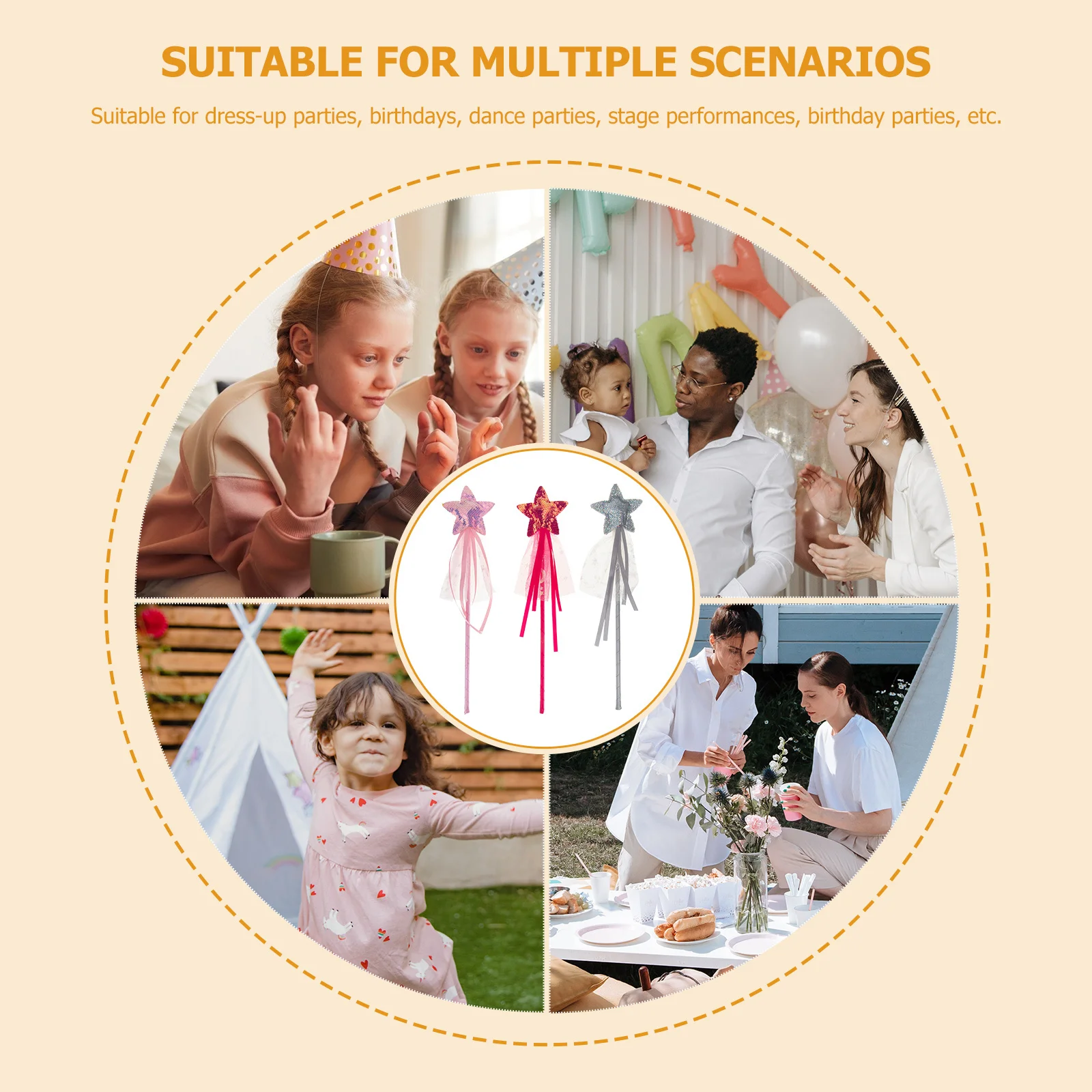 3 szt. Lśniące różdżki wróżki z gwiazdami, rekwizyty na przyjęcia dla dzieci, rekwizyty do cosplayu, różdżka dla dziewczynek, różdżka wróżki dla dziewczynek