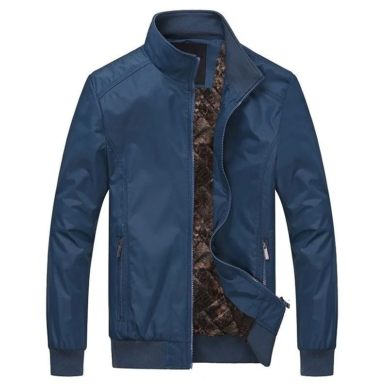 2023 Spring Autumn New Sports Casual Men Jacket Large Size Loose Plus Fleece Thick Warm Coat Middle-aged Dad Fashion Coat