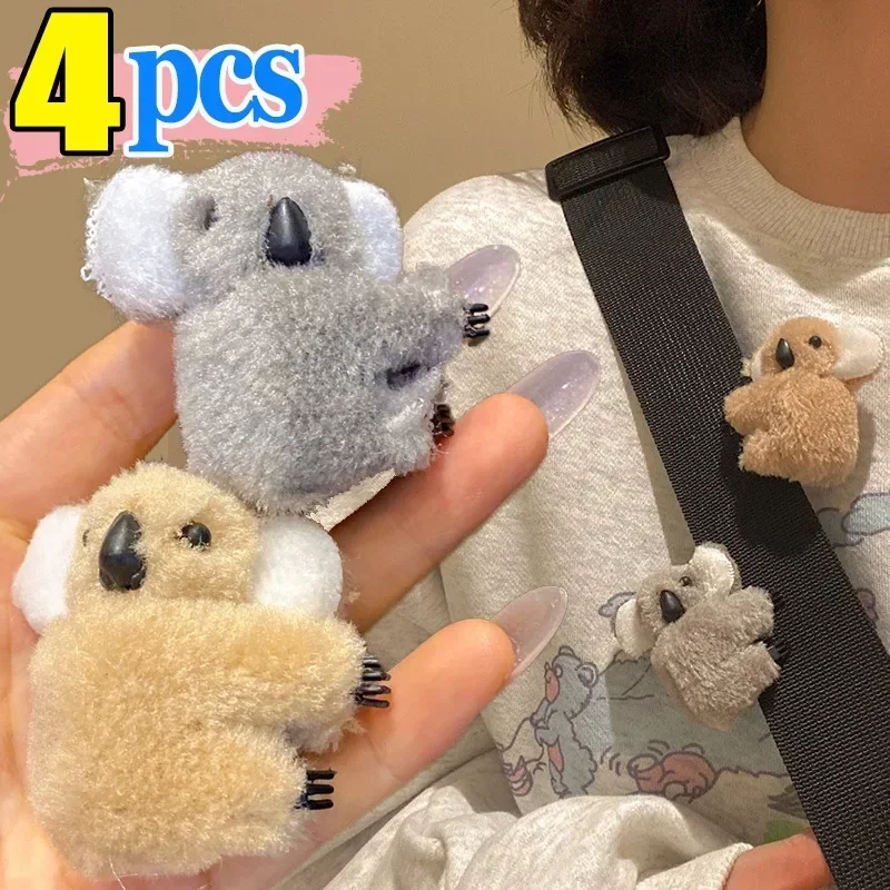 Set 4 Clip Capelli Koala In Peluche Morbido | Fermagli A Molletta 5 Cm Per Bambine E Donne, Regalo Carino