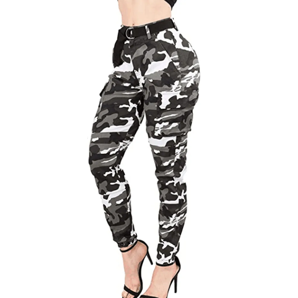 Wiosenne spodnie damskie Plus Size 3xl Camo Jogger Cargo Pants High Waist Slim Casual Trousers For Women Running Walking Breathable Pants