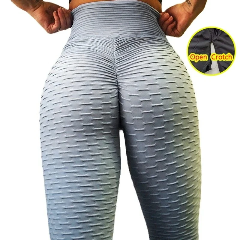 Woman Open Crotch Pants Leggings Double Zippers Panties Outdoor Gym Fashion Elastic Fashion Pants Tight Trousers