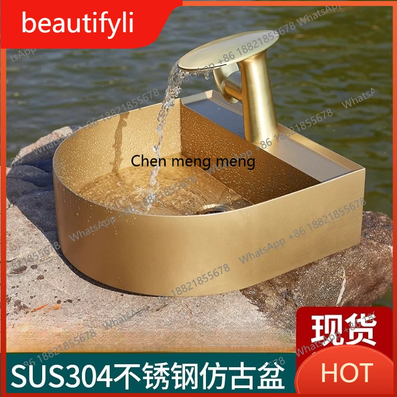 

A139 Antique outdoor stainless steel washbasin bar B & B art outdoor washbasin household